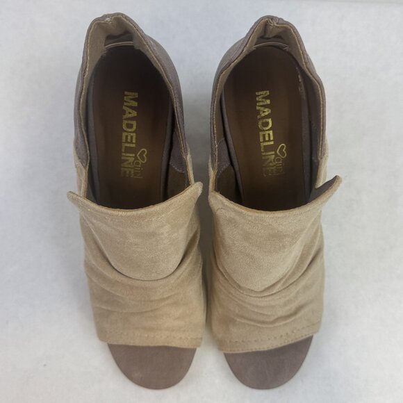 Girl Madeline Womens Size 7M Brown Suede Upper Ankle Bootie Peep Toe High Heels - Picture 7 of 13